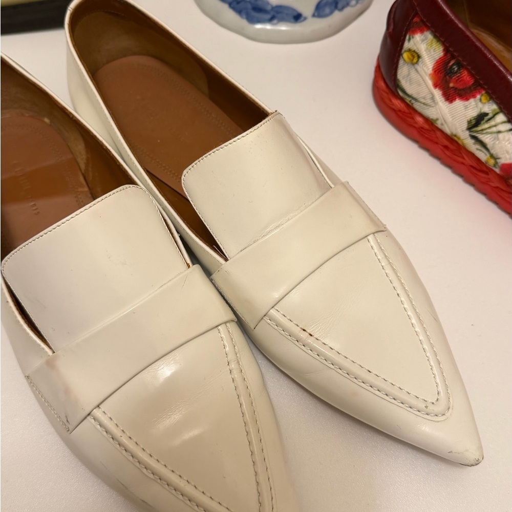 Celine White Leather Loafers